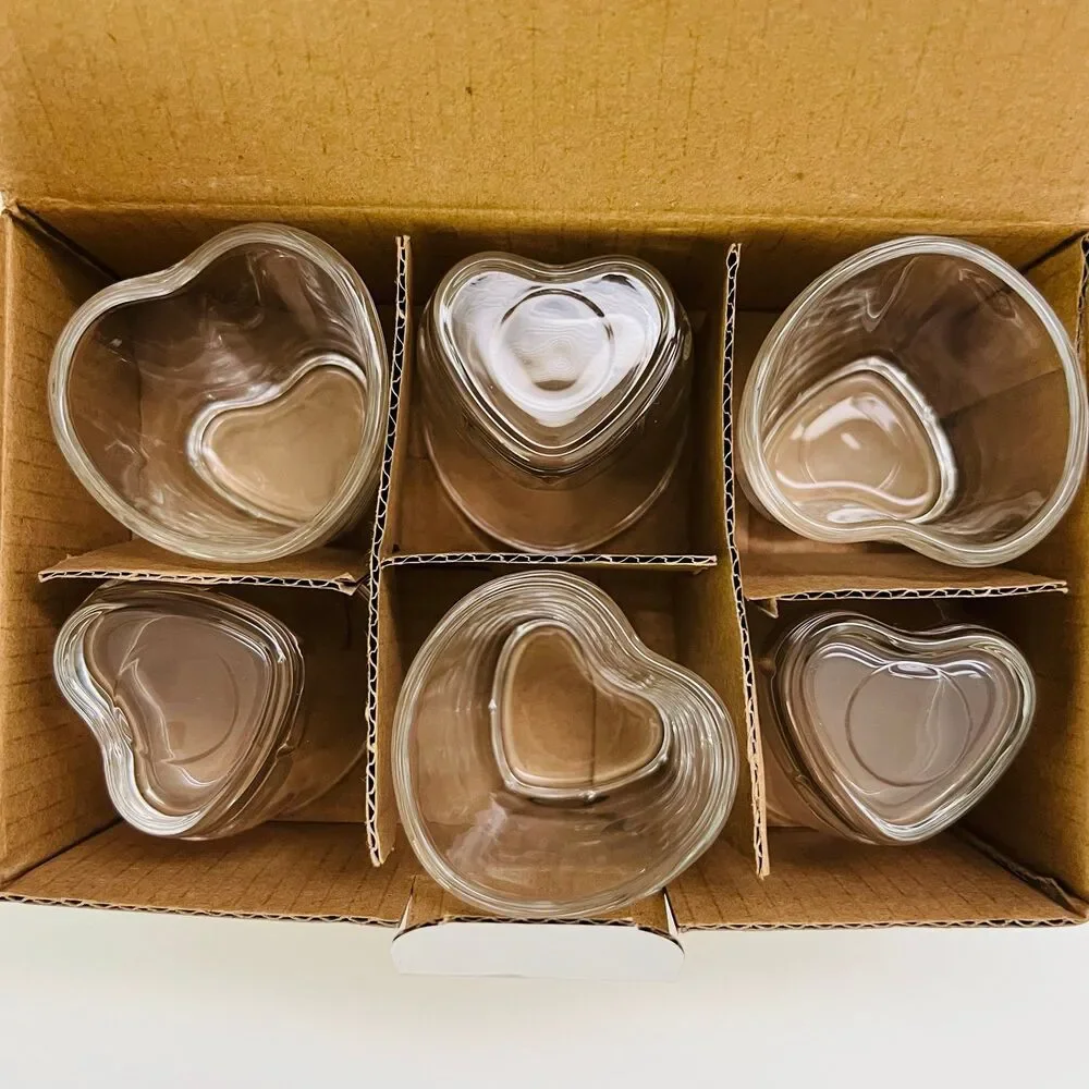 PRECIOUS HOME Heart Shaped Glass Shooters, Set of 6